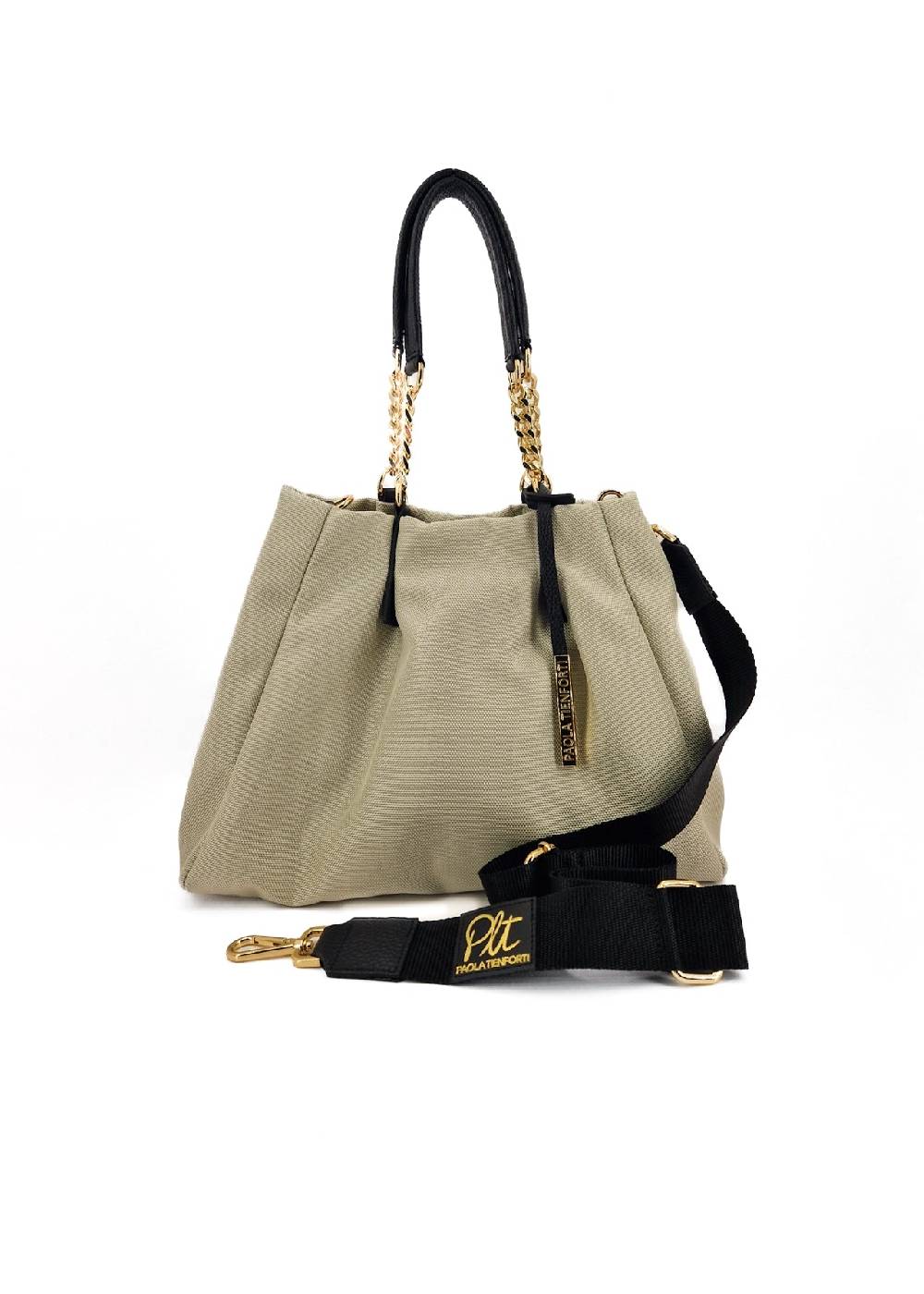 Paola T. Shopper in cordura con dettagli oro