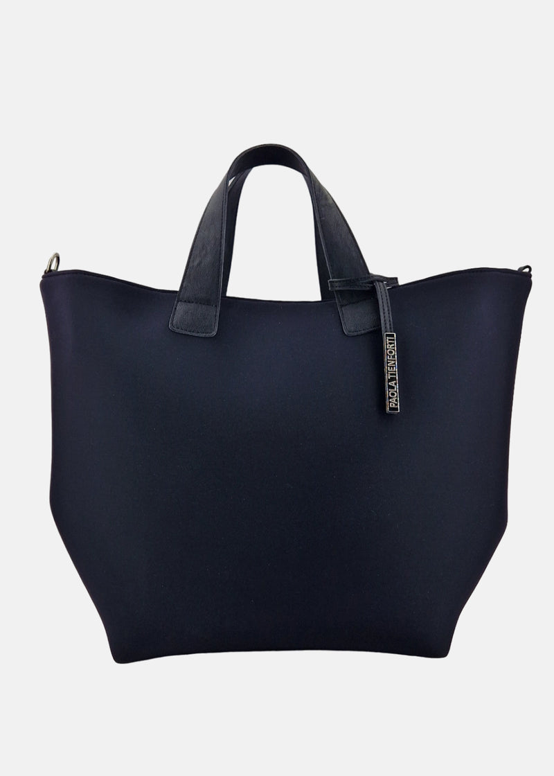 Paola T. Shopper In Neoprene Con Pendente Argento