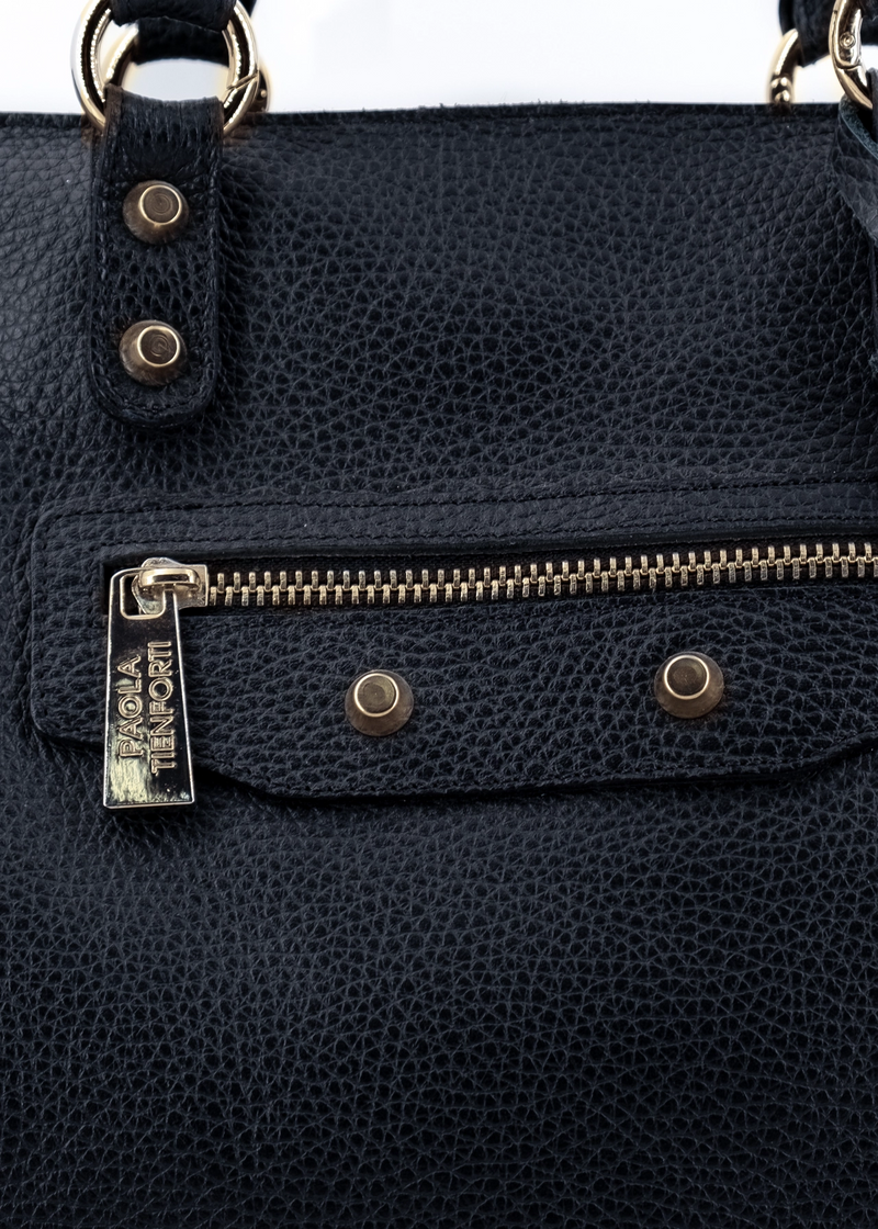 Paola T. Shopper In Pelle Morbida Con Dettagli Oro