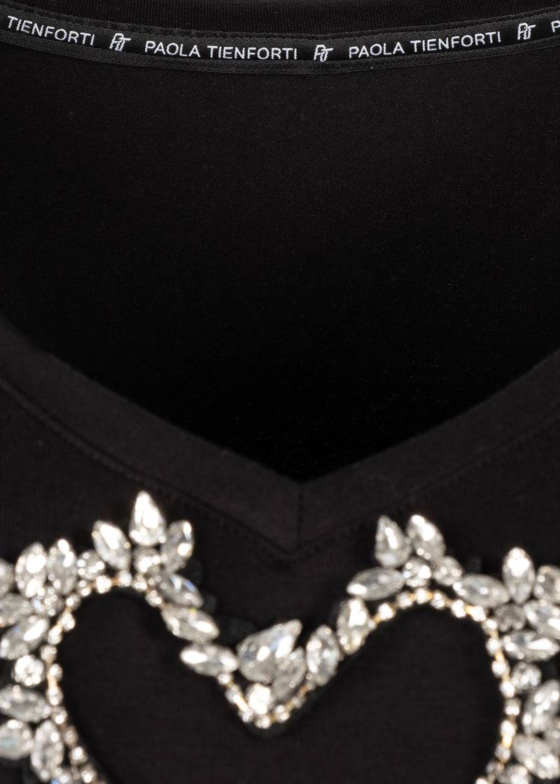 Paola T. T-shirt In Cotone Stretch Con Frange