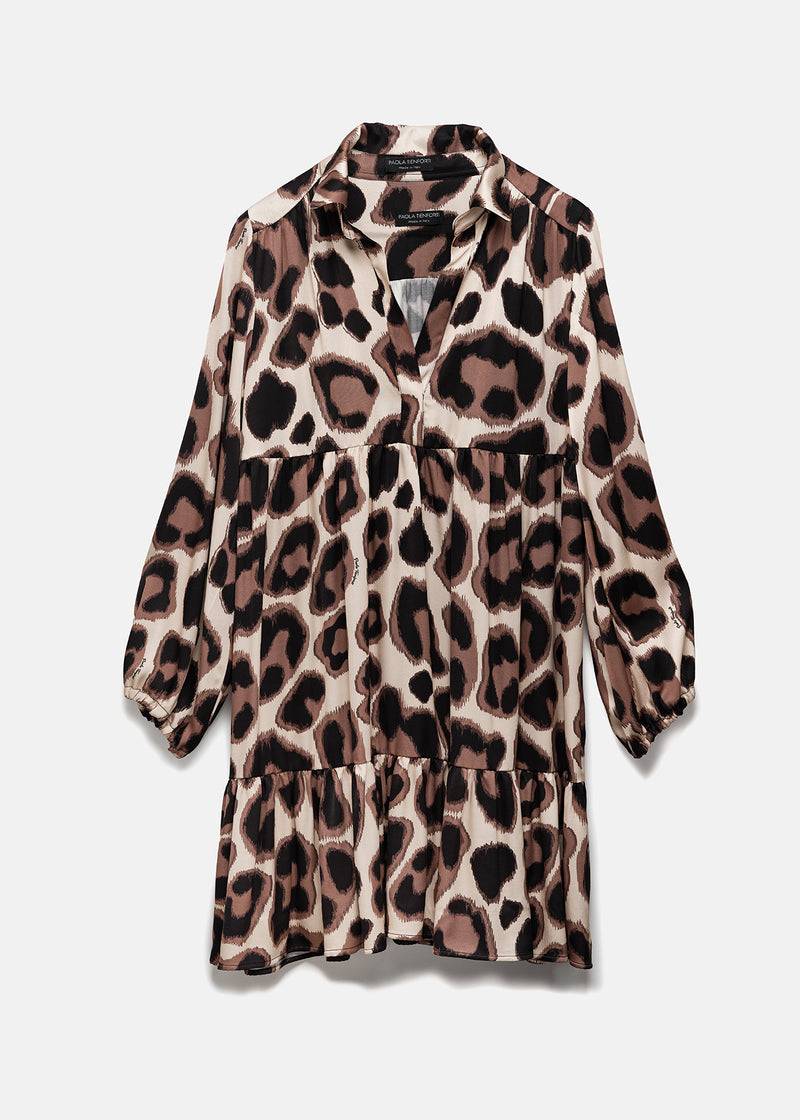 Paola T. Vestito Chemisier Con Balza Arricciata