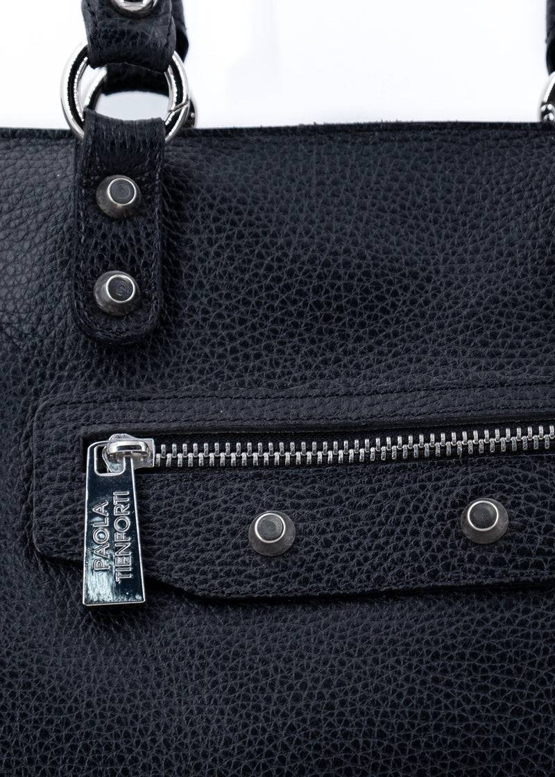 Paola T. Shopper In Pelle Morbida Con Dettagli Argento