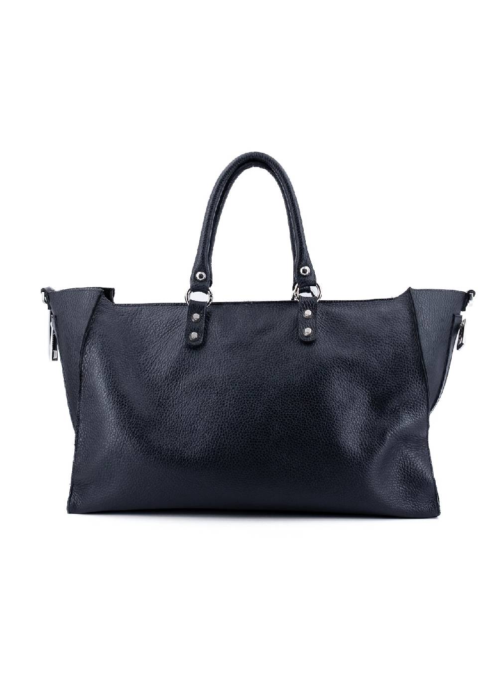 Paola T. Shopper in pelle morbida con dettagli argento