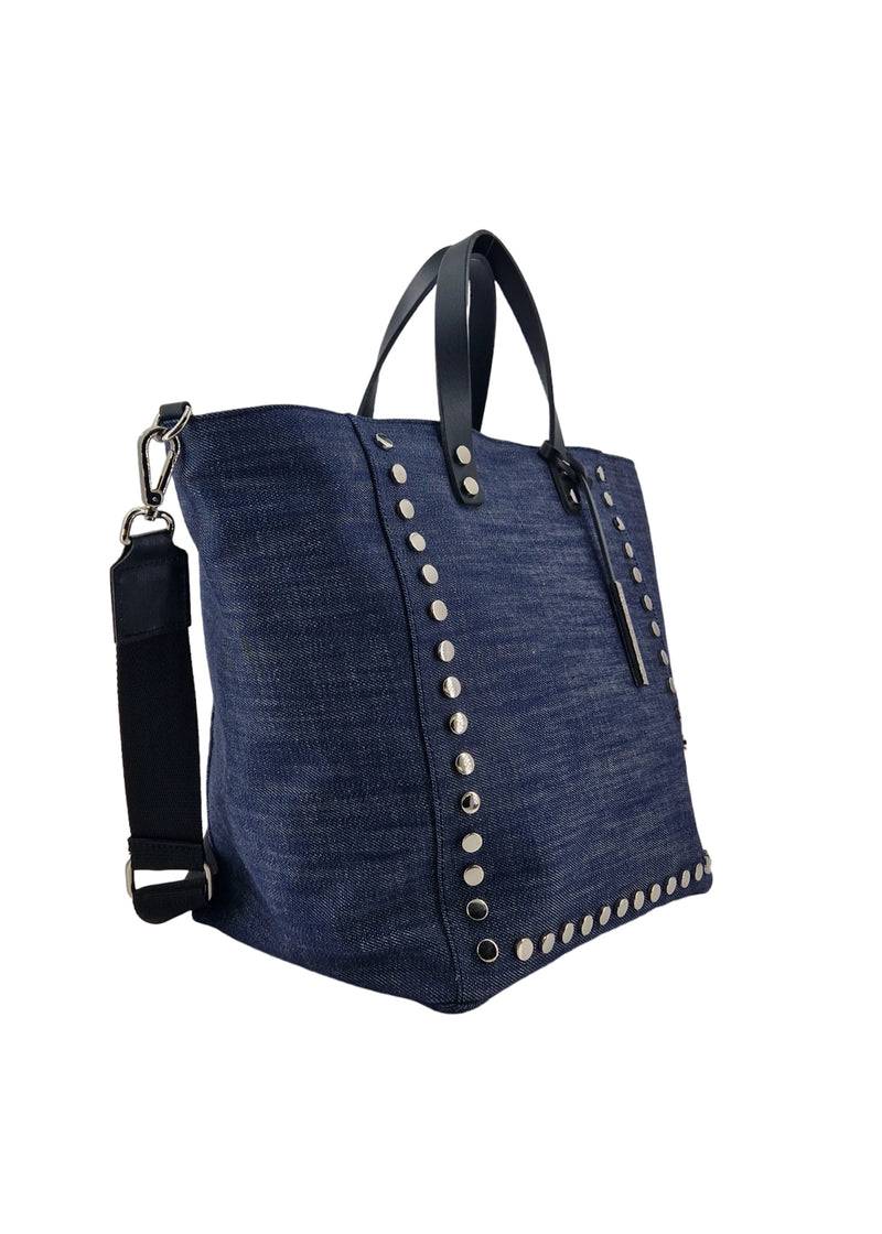 Paola T. Shopper Medium Con Rivetti E Pendente Argento