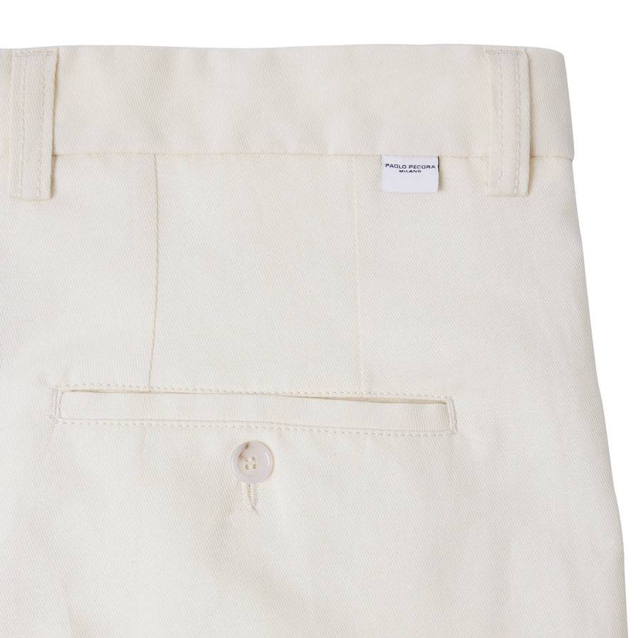 Paolo Pecora Bermuda Sartoriale In Tela Di Cotone Lino - Bianco