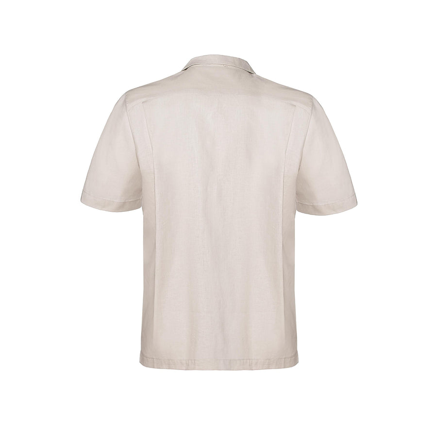 Paolo Pecora Camicia Regular In Lino Beige Con Bottoni