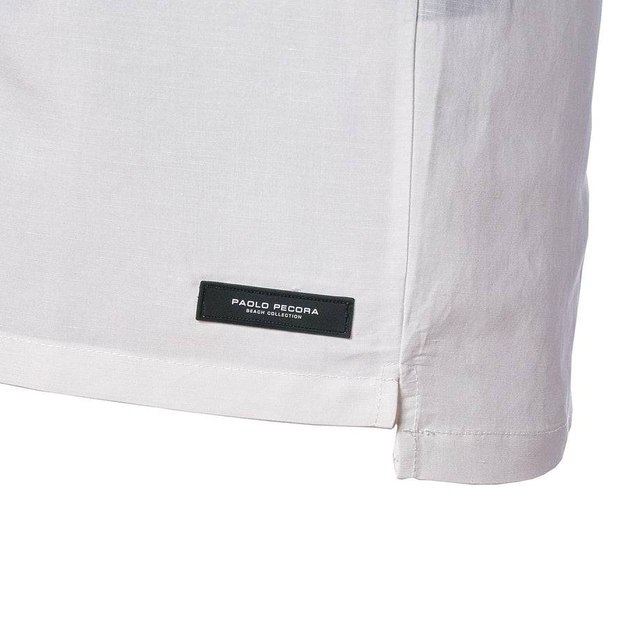 Paolo Pecora Camicia Regular In Lino Con Bottoni Panna