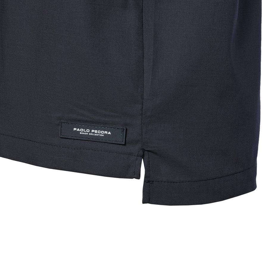 Paolo Pecora Camicia Regular In Lino Nero Con Bottoni