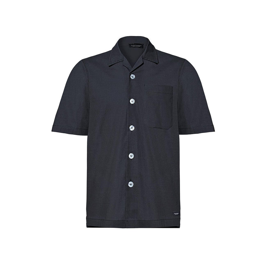Paolo Pecora Camicia Regular in Lino Nero con Bottoni