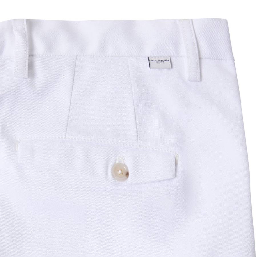 Paolo Pecora Chino Sartoriale In Gabardina Di Cotone - Bianco