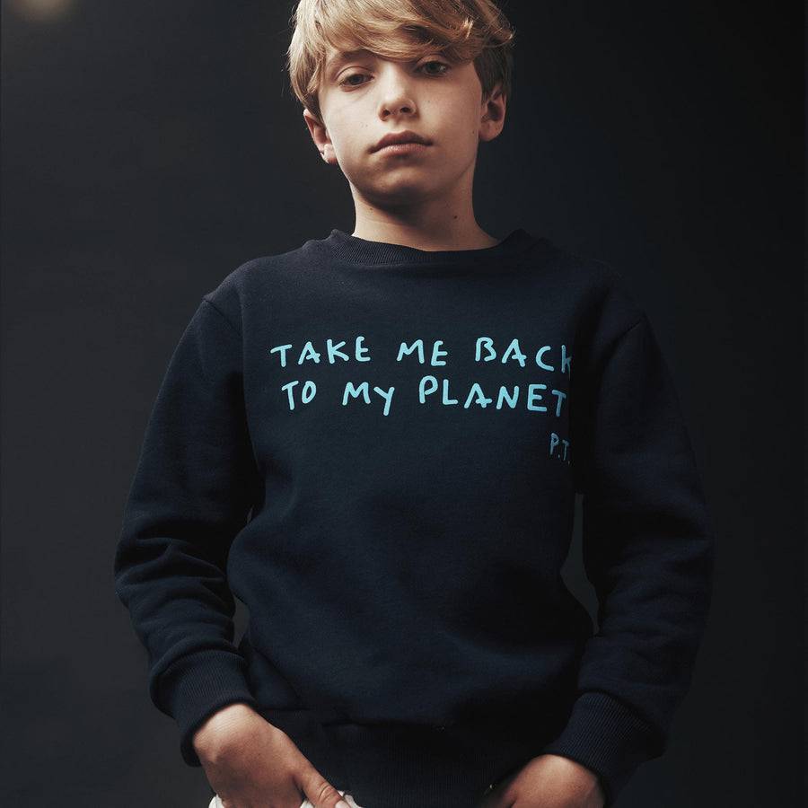 Paolo Pecora Felpa Girocollo Blu Navy "Planet" By Pietro Terzini