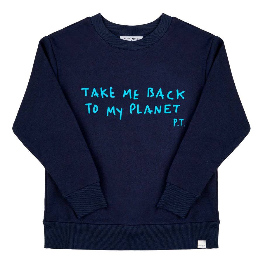 Paolo Pecora Felpa Girocollo Blu Navy "Planet" by Pietro Terzini