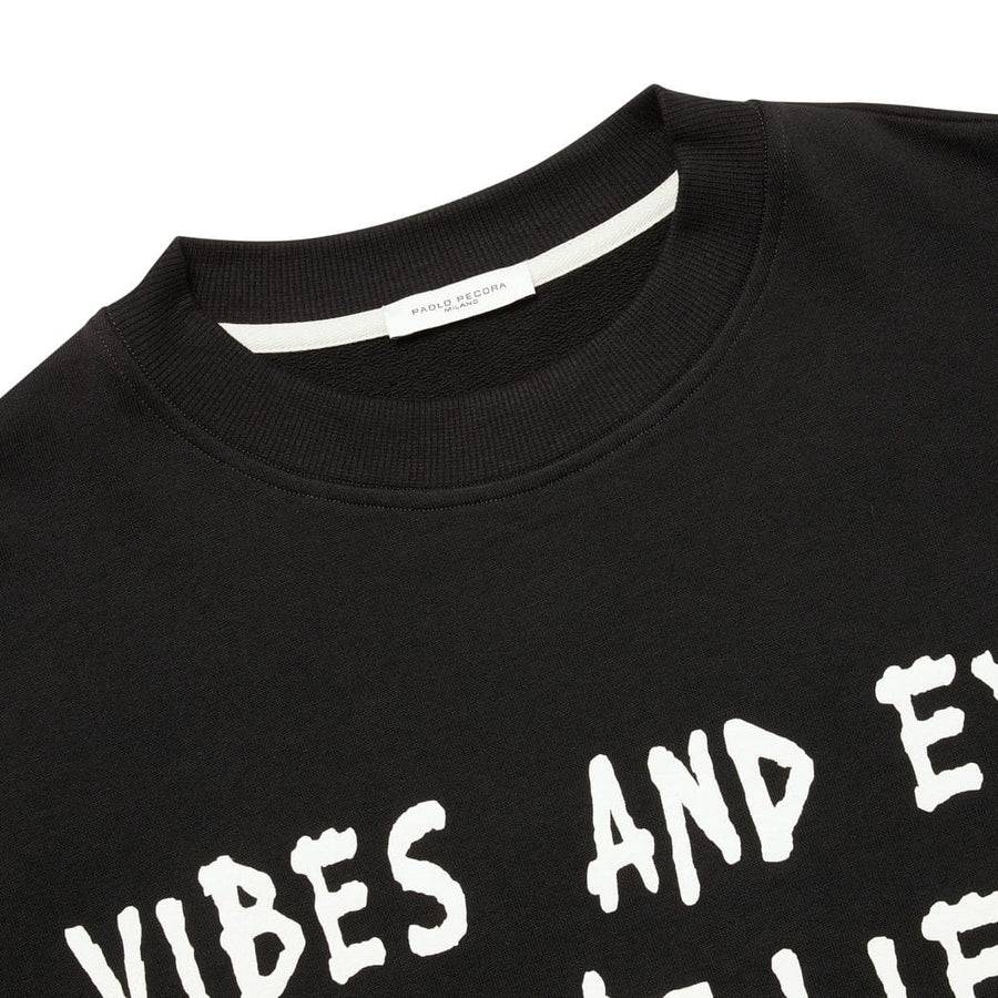 Paolo Pecora Felpa Nera Di Cotone "Vibes" By Pietro Terzini