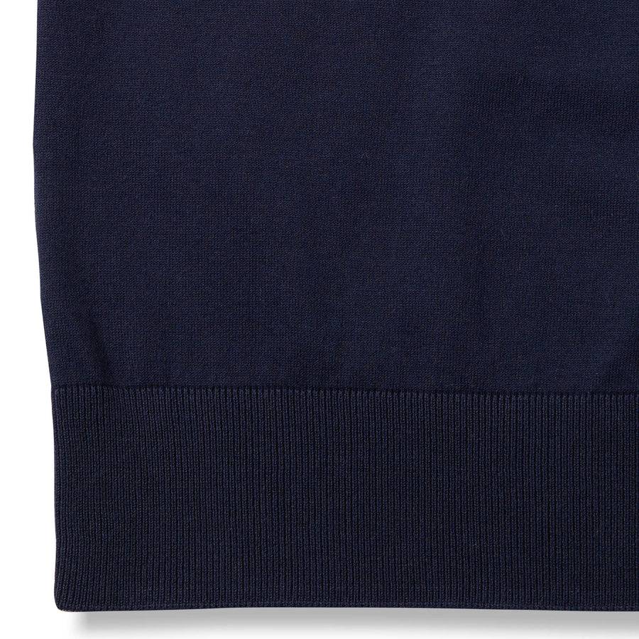 Paolo Pecora Maglia Girocollo In Puro Cotone Extrafine - Blu Navy Con Dettagli Bianchi