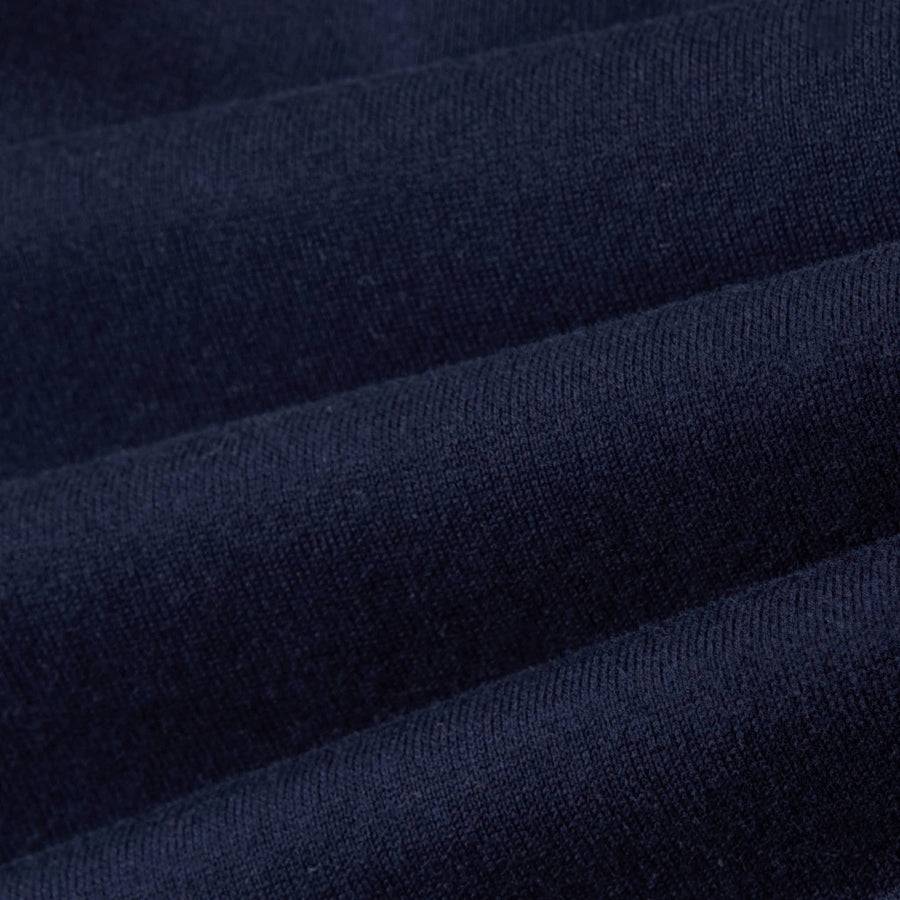 Paolo Pecora Maglia Girocollo In Puro Cotone Extrafine - Blu Navy Con Dettagli Bianchi