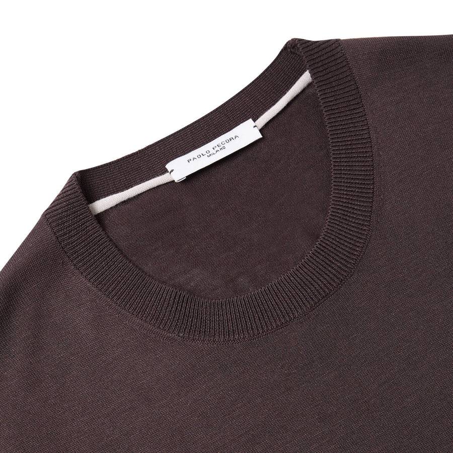 Paolo Pecora Maglia Girocollo In Seta Cotone Extrafine - Ebano