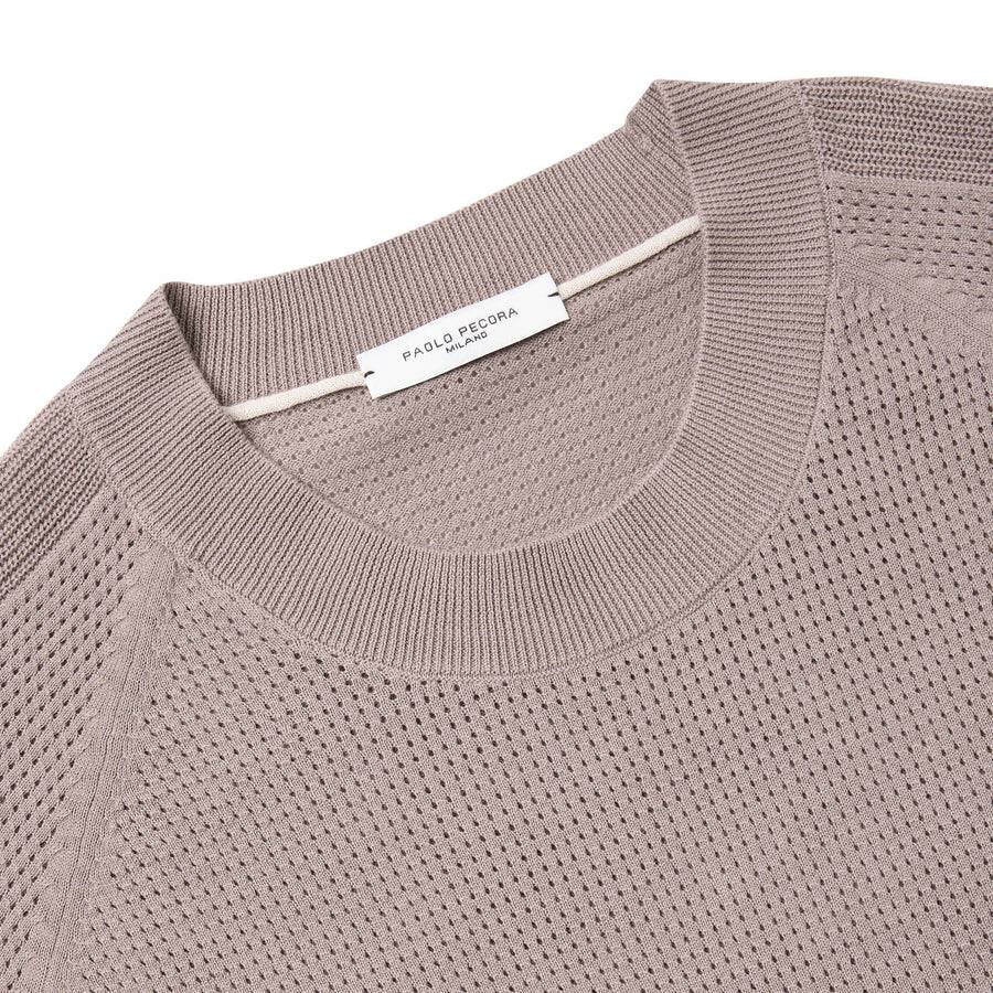 Paolo Pecora Maglia In Cotone Crepe Extrafine - Tortora Lavorazione Traforo