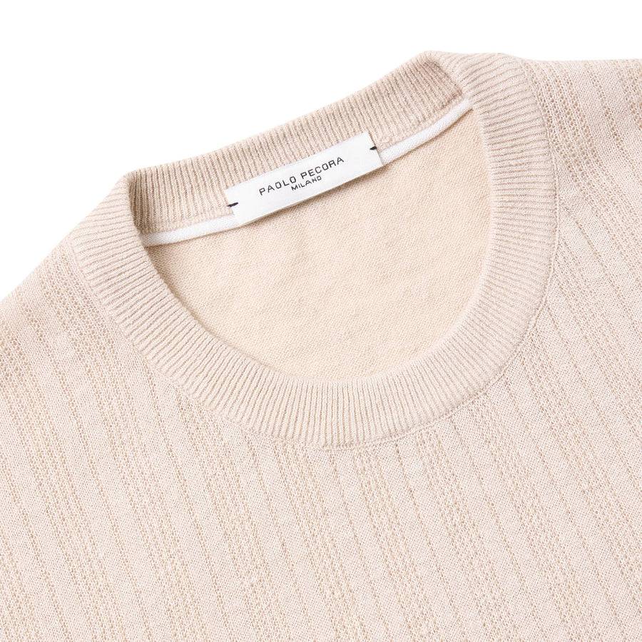 Paolo Pecora Maglia In Lino Cotone Extrafine - Sabbia