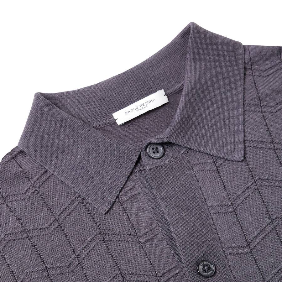 Paolo Pecora Maglia In Seta Cotone Extrafine - Grigio Antracite Chevron