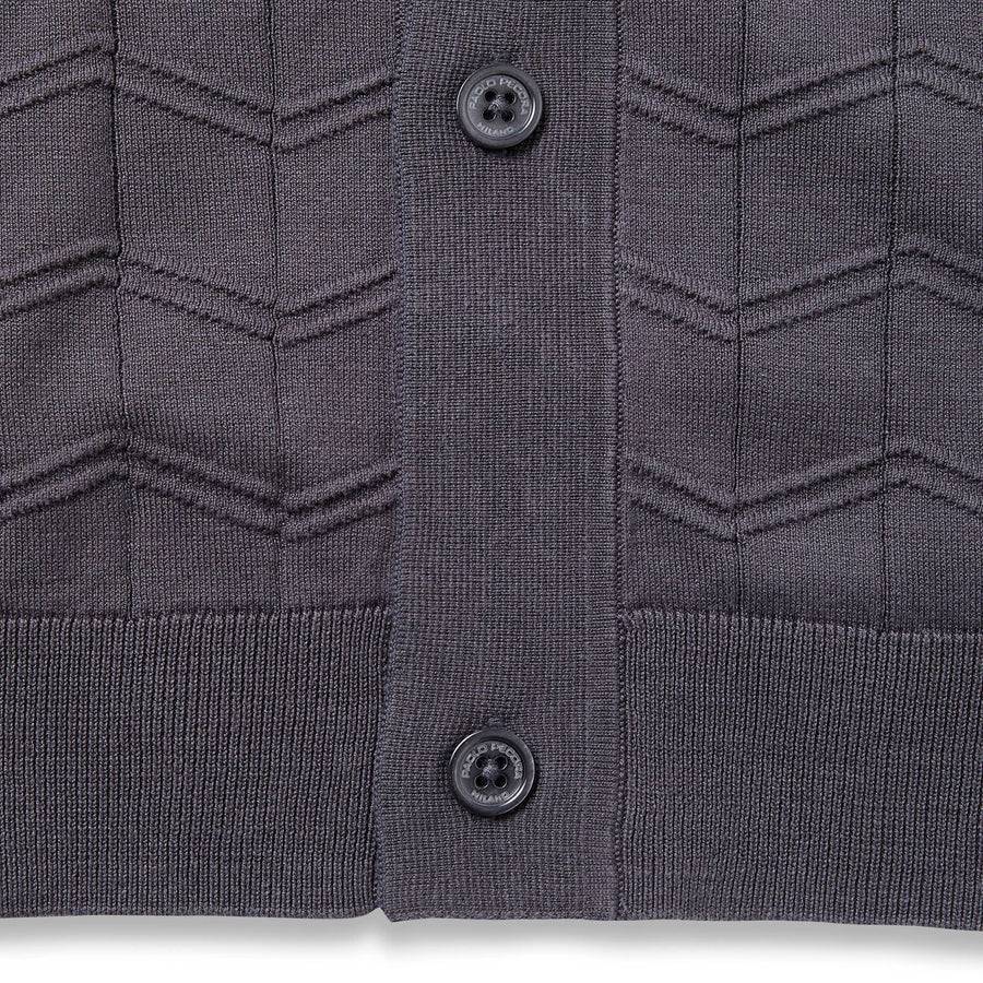 Paolo Pecora Maglia In Seta Cotone Extrafine - Grigio Antracite Chevron