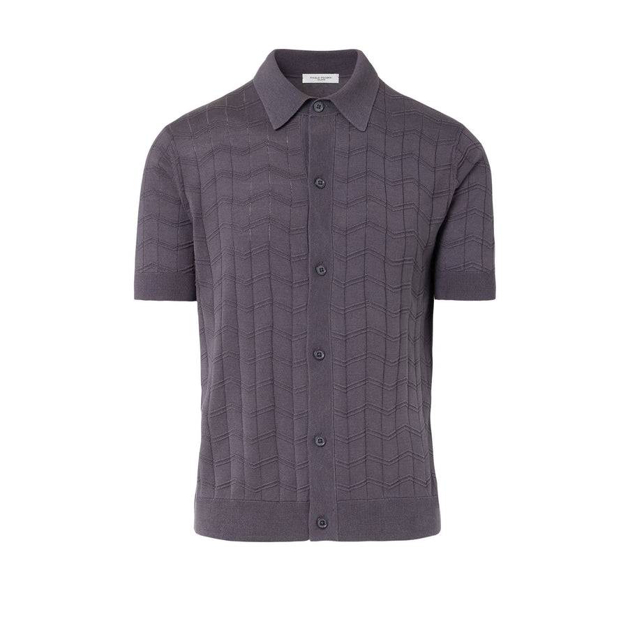 Paolo Pecora Maglia in Seta Cotone Extrafine - Grigio Antracite Chevron