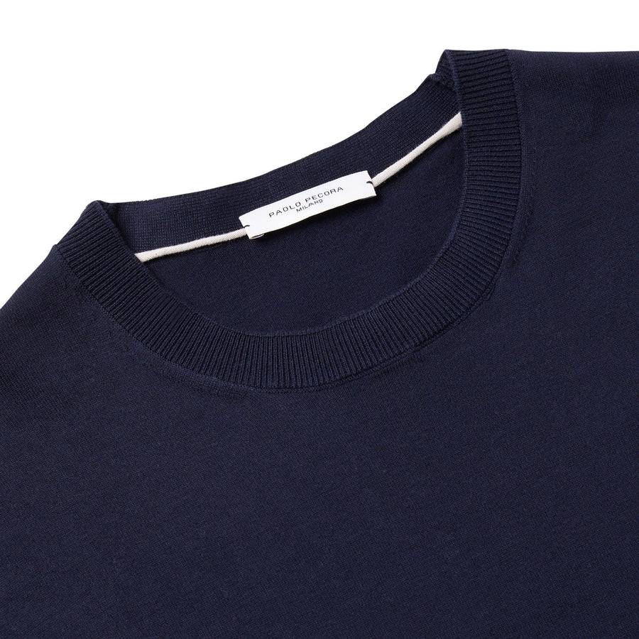 Paolo Pecora Maglia Manica Lunga In Puro Cotone Extrafine - Blu