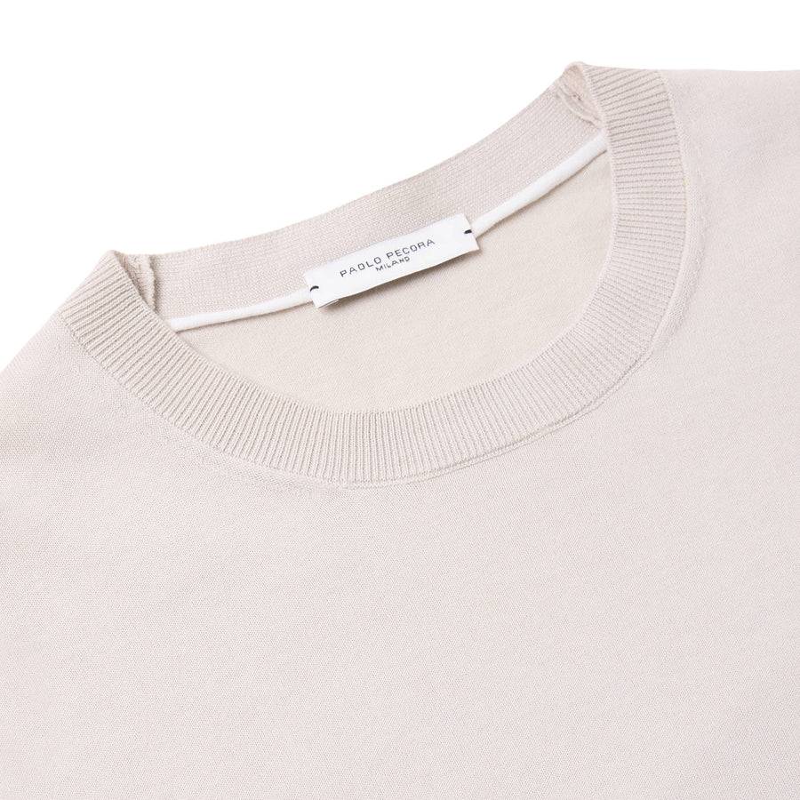 Paolo Pecora Maglia Manica Lunga In Puro Cotone Extrafine - Sabbia