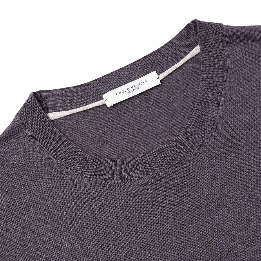 Paolo Pecora Maglia Manica Lunga In Seta Cotone Extrafine - Grigio Antracite