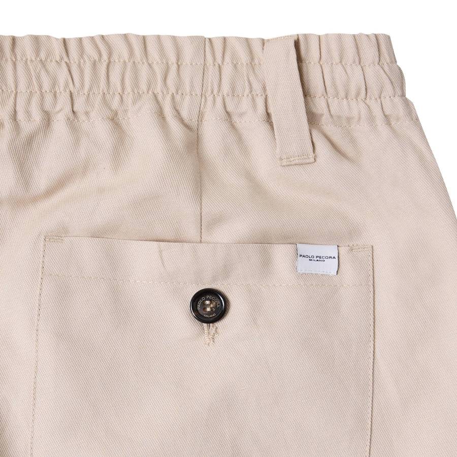 Paolo Pecora Pantalone In Tela Di Cotone Lino - Sabbia