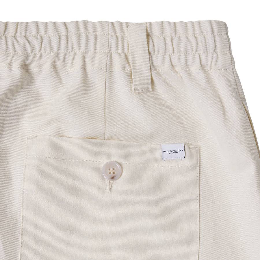 Paolo Pecora Pantaloni In Tela Di Cotone Lino - Bianco Ecru