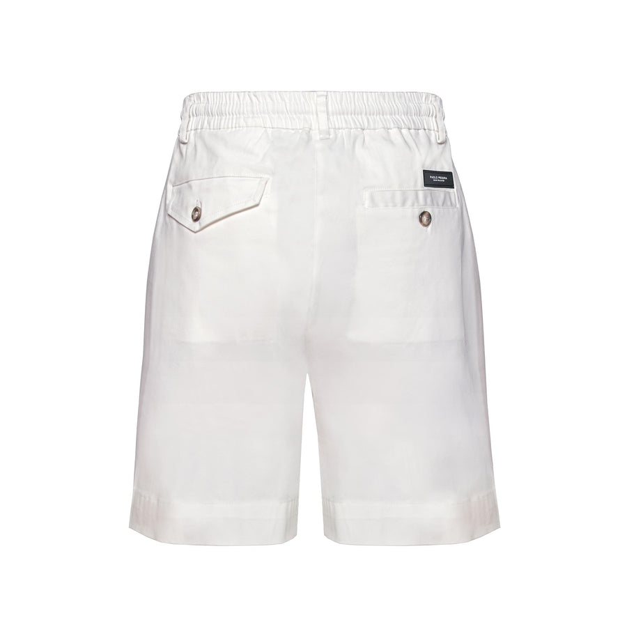 Paolo Pecora Bermuda In Tela Di Cotone Panna