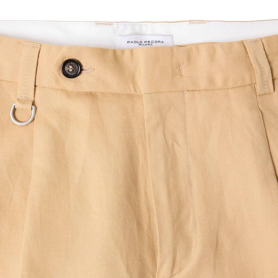 Paolo Pecora Chino In Tela Di Cotone Lino - Curry