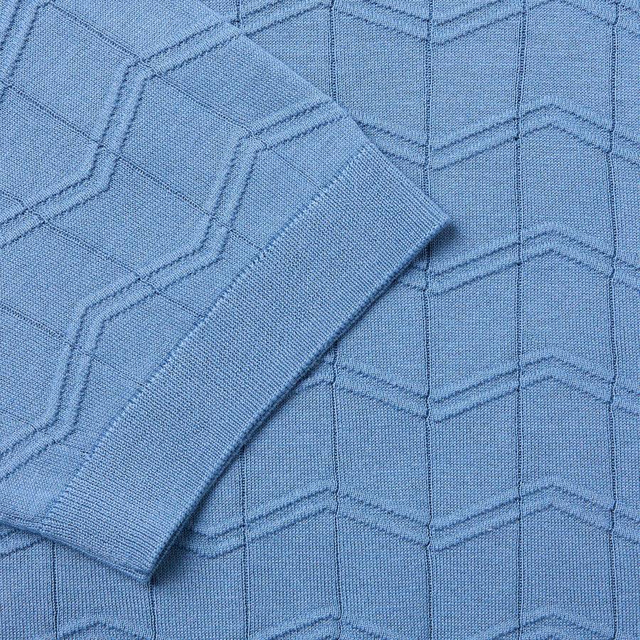 Paolo Pecora Maglia Chevron Seta Cotone- Azzurro