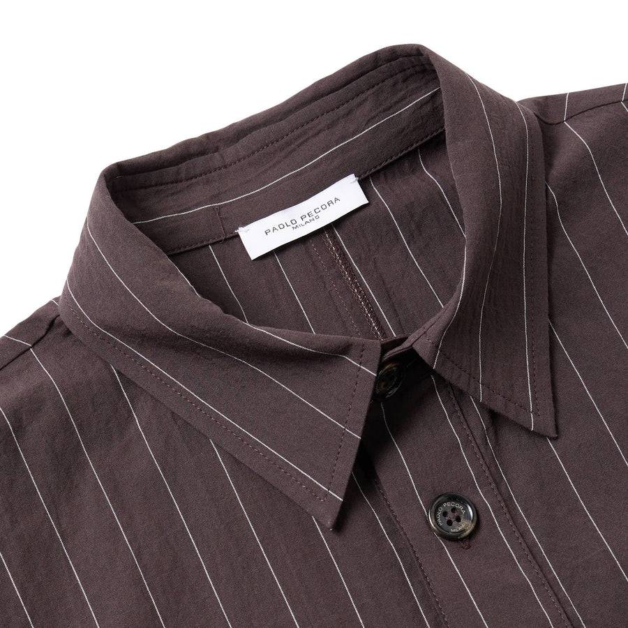 Paolo Pecora Overshirt Seersucker Gessato - Ebano