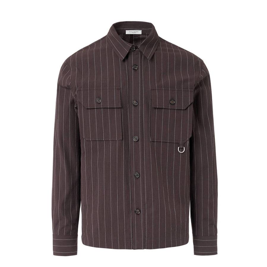 Paolo Pecora Overshirt Seersucker Gessato - Ebano