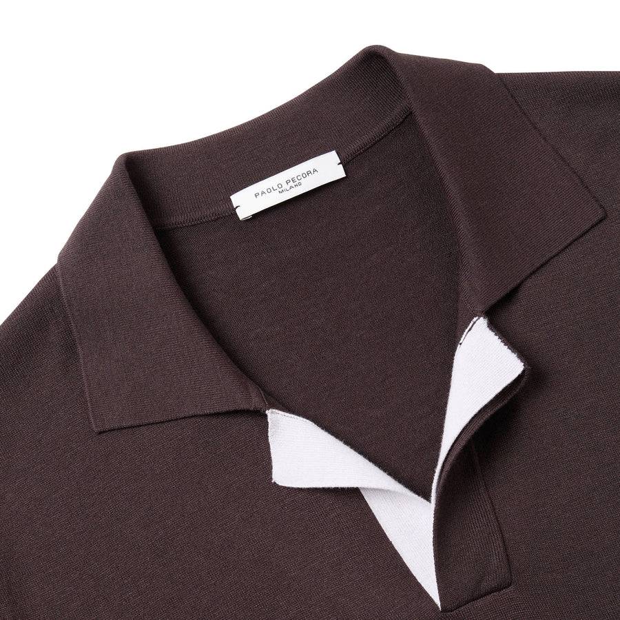 Paolo Pecora Polo In Seta Cotone Extrafine - Ebano