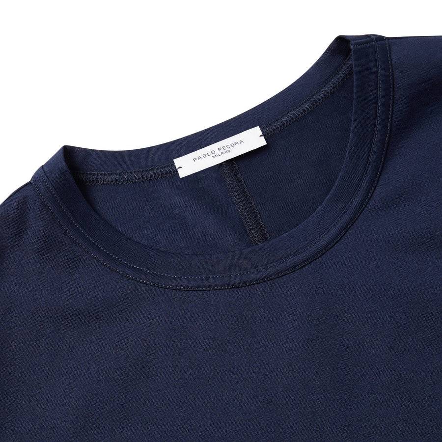 Paolo Pecora T-Shirt In Jersey Lucido - Blu Navy