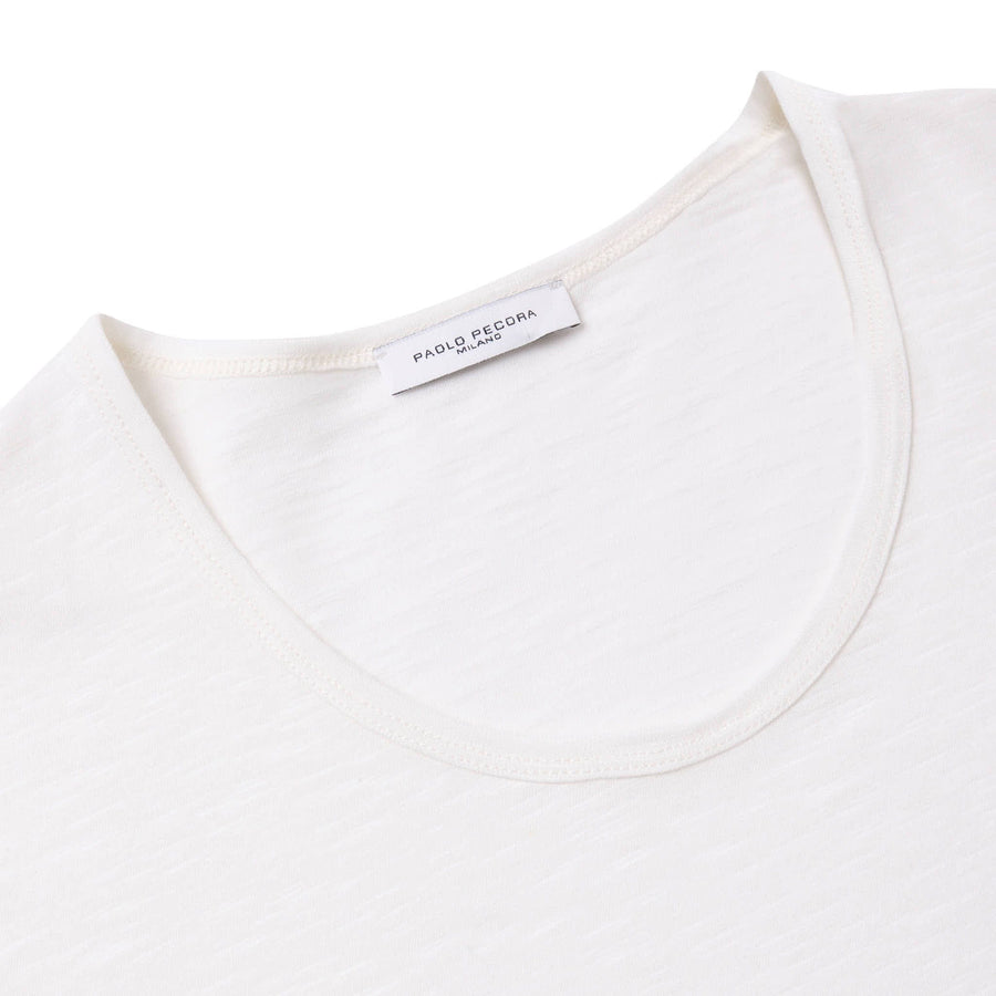 Paolo Pecora T-shirt Jersey Cotone Lino - Bianca