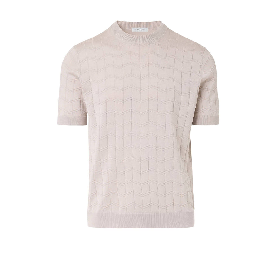 Paolo Pecora Polo in Maglia Ecrùdi Seta Cotone Extrafine