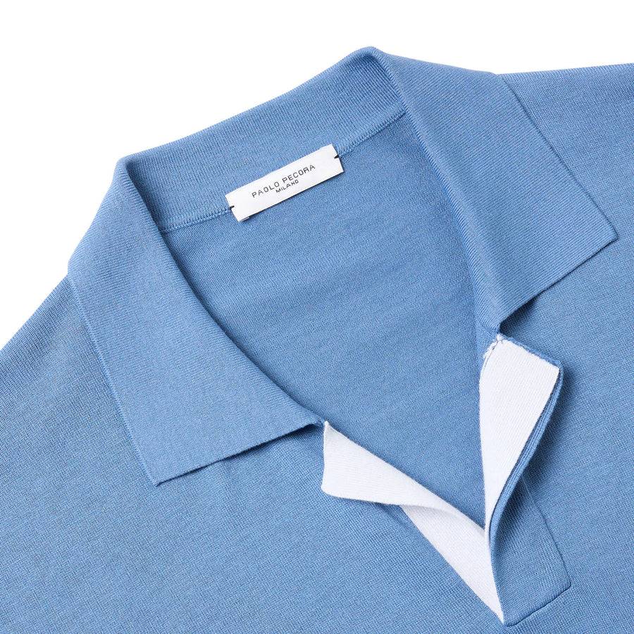 Paolo Pecora Polo In Seta Cotone Extrafine - Azzurro Polvere