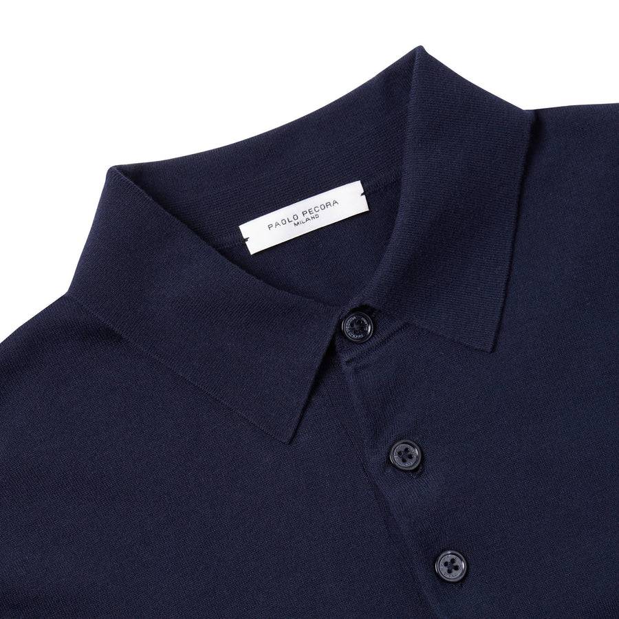 Paolo Pecora Polo Manica Corta In Cotone Extrafine - Blu Navy