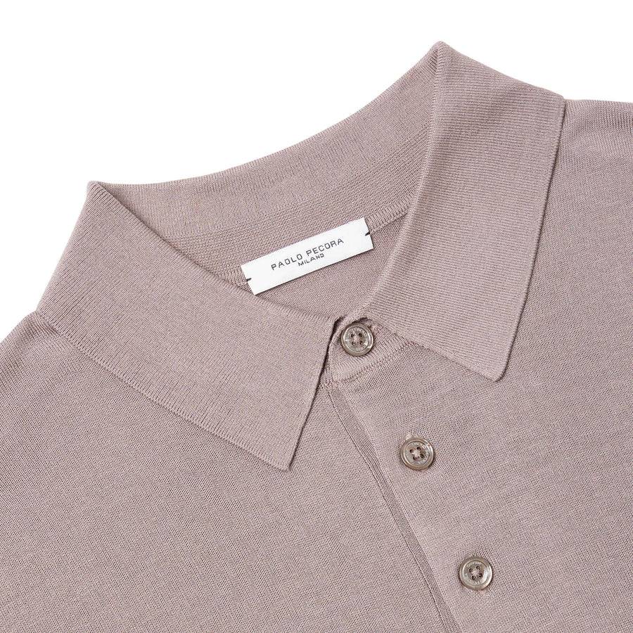 Paolo Pecora Polo Manica Corta In Seta Cotone Extrafine - Tortora