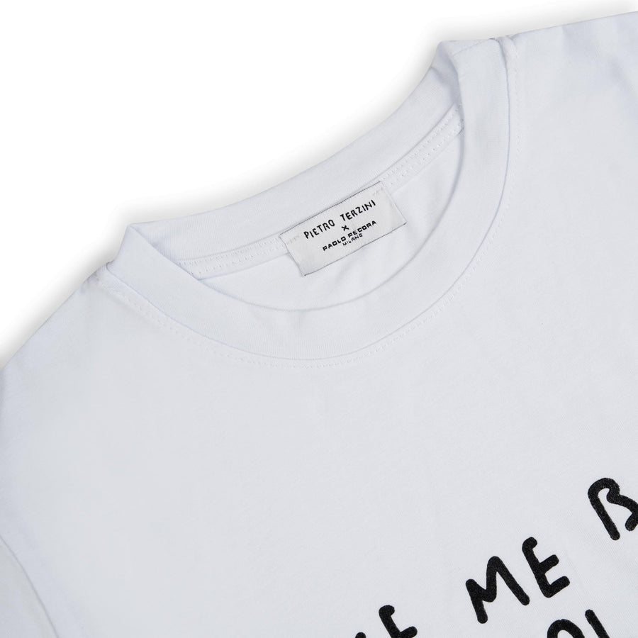 Paolo Pecora T-shirt In Jersey Bianca "Planet" By Pietro Terzini