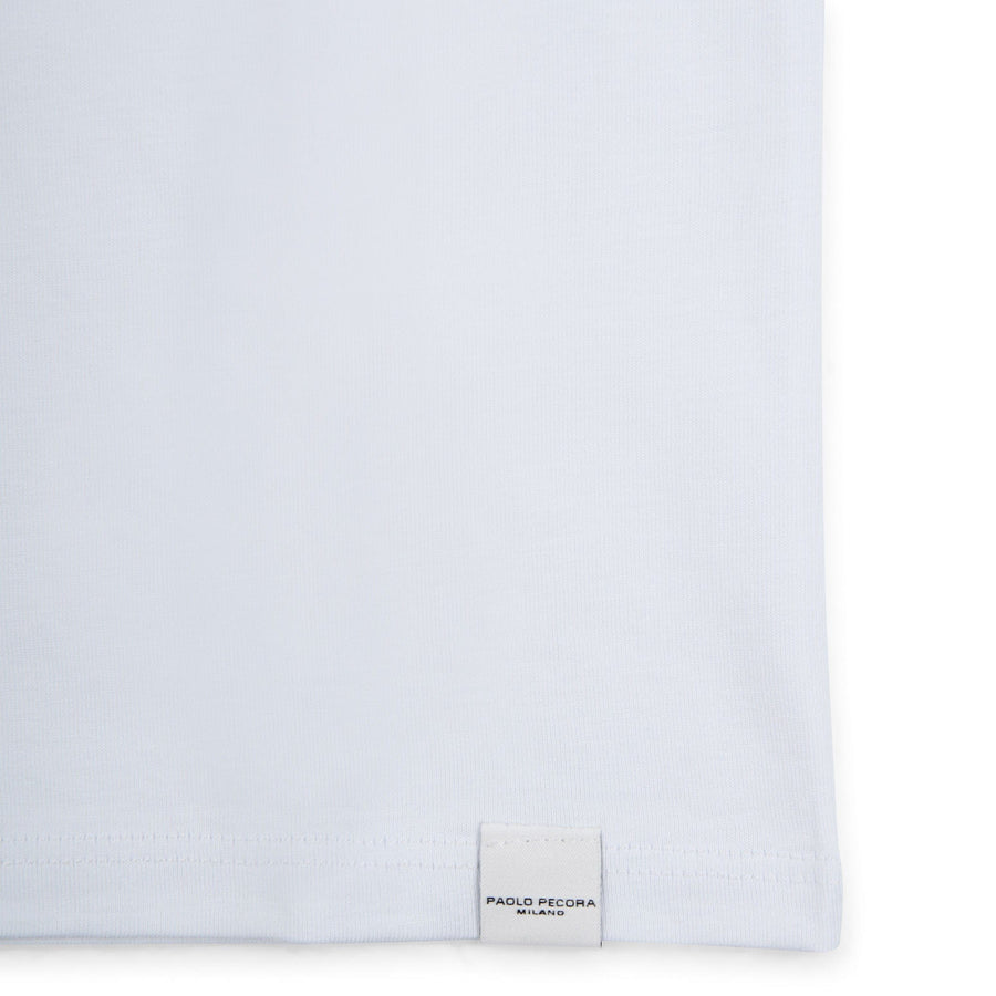 Paolo Pecora T-shirt In Jersey Bianca "Planet" By Pietro Terzini