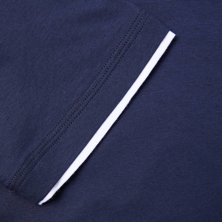 Paolo Pecora T-Shirt In Jersey E Contrasti - Blu Navy