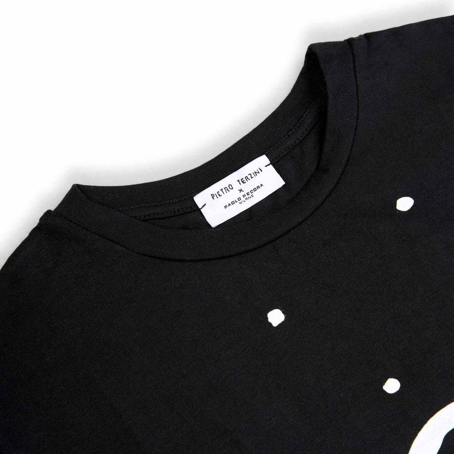 Paolo Pecora T-shirt In Jersey Nera "Space" By Pietro Terzini