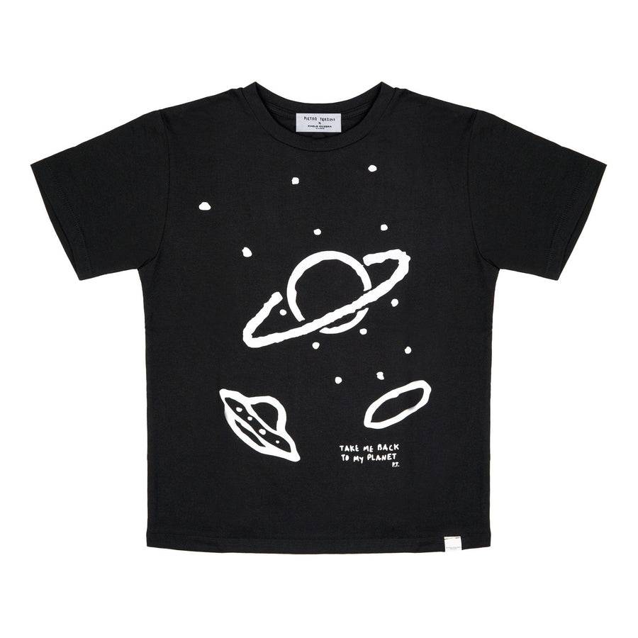 Paolo Pecora T-shirt in Jersey Nera "Space" by Pietro Terzini