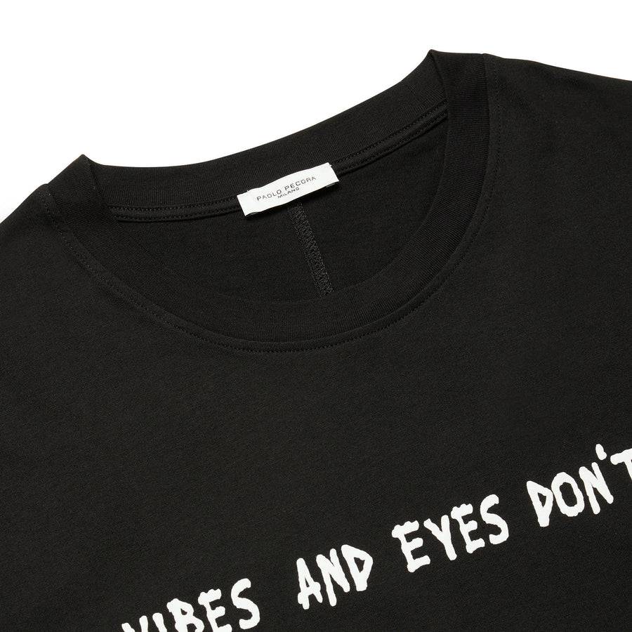 Paolo Pecora T-shirt In Jersey Nero "Vibes" By Pietro Terzini