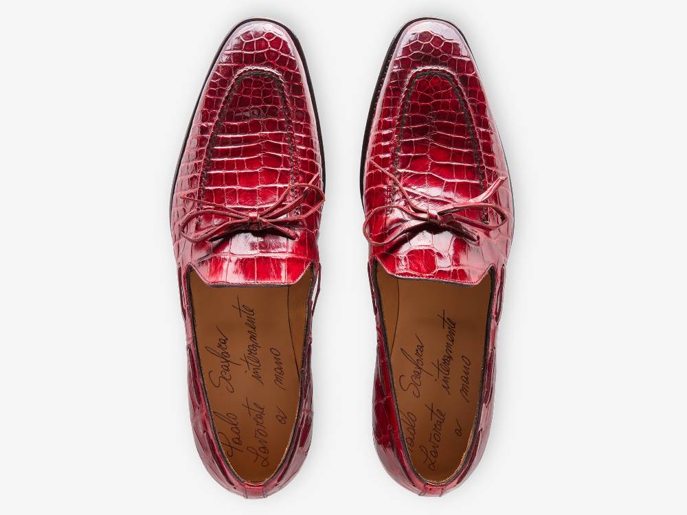 Paolo Sartori Art. 540 Mocassino In Pelle Anticata Rubino