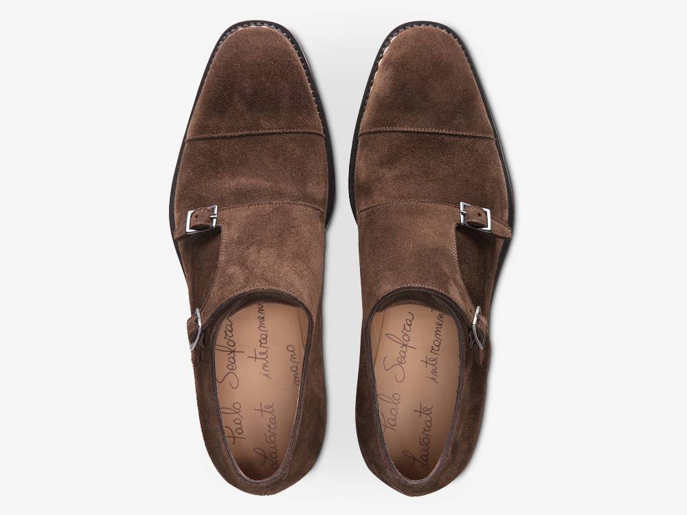 Paolo Sartori ART. 560 Doppia Fibbia In Camoscio Marrone